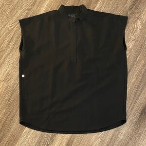 Figs Black Sleeveless Band-Collar Scrub top